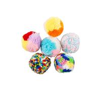 Tabanzhe 6 Pcs Rainbow Cat Balls - 2 Inch Soft Plush Pom Pom Toys in Assorted Colors - Woolen Yarn Puffs for Indoor Kittens Exercising and Playing