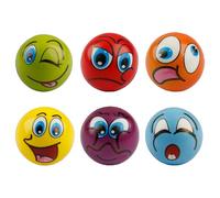 Tabanzhe 6 Pcs Stress Balls, Soft PU Squeeze Fidget Balls with 6 Funny Expressive Faces - Sensory Hand Exercise Anxiety Relief Ball Set, Six Colours