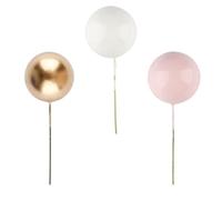 Tabanzhe 66PCS Ball Cake Toppers - 5 Size White, Pink, and Gold Decorating Insert Set for Birthday, Wedding, Anniversary, Baby Shower - Mini Cupcake Topper and Balloon Picks