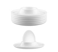 Tabanzhe 6PCS Egg Cups Egg Holder Set Boiled Eggs Cup with Base Hard Soft Eggs White Plastic Stand Plates for Breakfast Dinner Kitchen Cookware Camping