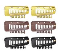 Tabanzhe Hair Extension Clips-6PCS Metal Wig Snap Clips with Safety Pin Multipurpose Clips for for Hair Extensions and Wefts Dupatta Hijab and Tikka Hair DIY Accessories(Gold,Black,Brown)