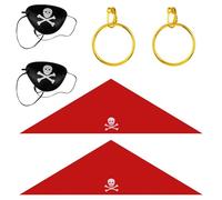 Tabanzhe 6PCS Pirate Captain Costume Accessories Set-Pirate Head Scarf Eye Patches Hoop Earrings Halloween Caribbean Pirate Fancy Dress Up Cosplay for Men Women Kids