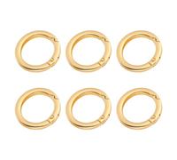 Tabanzhe 6PCS Trigger Metal Spring O-rings Round Snap Buckle Trigger Zinc Alloy Spring Keyring Buckle for Bag Wallet Handbag Rope Diy Craft Jewellery Making Shoulder Strap Fastener (Gold)