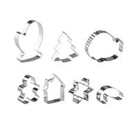 Tabanzhe 7 Pcs Christmas Cookie Cutter Set,Stainless Steel Biscuit & Pastry Cutters,7 Shapes Xmas Baking Accessories with Gingerbread Man,Santa,and More for Holiday Party Decorations