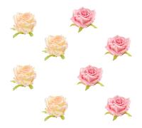 Tabanzhe 8PCS Flower Cupcake Toppers -Rose Cake Decorations for Birthday Wedding Baby Shower Bridal Engagement, Anniversary(Champagne and Rose Pink)