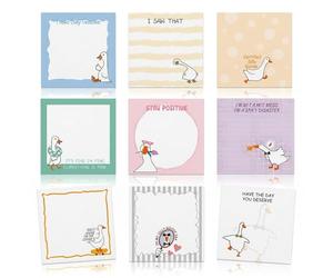 Tabanzhe 9 Pack Funny Sticky Notes 450 Sheets,Silly Goose Self-Adhesive Memo Pads 3x3 Inch Cute Post It Notes for School & Office Supplies
