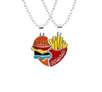 Tabanzhe Best Friends Necklace-2PCS Half Heart BFF Friendship Necklaces Burger and Fries Pendant Jewelry Giftss for BFF Men Women Boys Girls Birthday