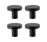 Tabanzhe Black Door Knobs-4PCS 25mm Round Cabinet Knobs with Screws Aluminum Alloy Drawer Pulls Single Hole Drawer Kitchen Door Handle for Kitchen Cupboard Wardrobes Bathroom Home Decoration