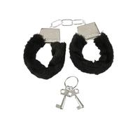 Tabanzhe Black Fluffy Handcuffs with 2 Keys,Soft Plush Adjustable Wrist Cuffs with Metal Handcuffs,Cosplay Costume Prop & Fancy Dress Accessory,Novelty Valentine’s Gift for Couples