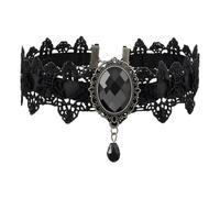 Tabanzhe Black Gothic Lace Choker Necklace for Women - Elegant Rhinestone Collar, Punk Steampunk Gothic Choker Jewelry for Halloween Party Cosplay Vampire