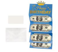 Tabanzhe Blue Birthday Money Envelope for Cash Gifts, Surprise Fold Card Holder, 3-Piece Set for Him, Her, Party & Anniversary