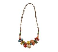 Tabanzhe Boho Hippie Necklace for Women, Handmade Multicolor Ceramic Beads, Adjustable Statement Jewellery Summer Beach & Festival Accessory