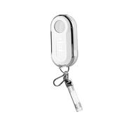 Tabanzhe Car Key Fob Cover Case Shell Flip Folding Keys Case with Keychain 3 Button TPU Case for Fiat 500 Remote Keys Shells Replacement(White)