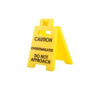 Tabanzhe Caution Overstimulated Desk Sign Funny Desk Sign Office Decor for Women Men Humor Warning Caution Mark Gag Gifts for Colleagues Employee Birthday Christmas