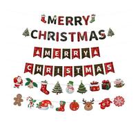 Tabanzhe Christmas Decorations Bunting Garland Set,4Pcs Xmas Hanging Banners Reusable for Fireplace,Window,Stairs,Home & Office,Merry Christmas Banner for New Year Holiday Party Decor