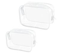 Tabanzhe Clear Travel Toiletries Bag-2 PCS Waterproof Make up Bag with Zippers PVC Cosmetic Pouch Wash Organizer Case Travel Accessories for Men Women Business Bathroom Storage(White)