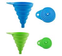 Tabanzhe Collapsible Silicone Funnel Set, 2 Pcs Foldable Funnels for Filling Bottles,Small Medium Large Kitchen Funnel for Liquid Oil Water Transfer,Flexible Space Saving Kitchen Accessories