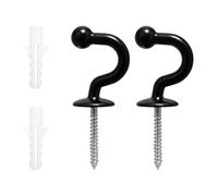Tabanzhe Curtain Tie Backs Hooks-2PCS Black Ball End Curtain Holdback Tie Backs Screw in Hooks Heavy Duty Hanger Hooks for Hanging Curtains Clothes Coat Hat Bag