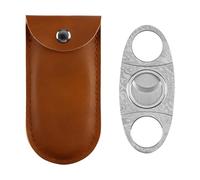 Tabanzhe Damascus Steel Cigar Cutter-Silver Grain Double-Edged Cigar Cutter with Pouch Set for Most Cigars,Premium Accessories for Men