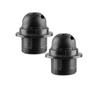 Tabanzhe E27 Lamp Holder Black 2PCS E27 Light Bulb Holder Edison Screw Bulb Socket Fitting with Shade Lampshade Ring for Table Ceiling Pendant Light Fittings Parts