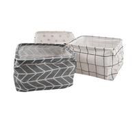 Tabanzhe Fabric Storage Basket-3PCS Foldable Waterproof Storage Boxes Cotton Linen Shelves Closet Organizer with Handle for Desktop Makeup Books Office Products Storage