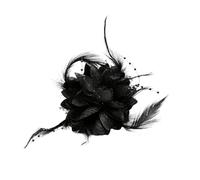 Tabanzhe Feather Flower Hair Clip-Floral Hats Clip Flower Fascinator Corsage Hair Brooch Pin Headwear Hair Accessory for Women Girl Bridal Bridesmaid Wedding Birthday Tea Party(Black)
