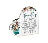 Tabanzhe Friendship Gifts-Acylic Heart Plaque Friendship Inspirational Gift for Long Distance Relationship Best Friend Present Bestie Gifts