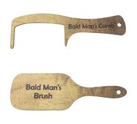 Tabanzhe Funny Bald Man Comb Joke Set, 2-Pack Wooden Hairless Toothless Brush Gag Gift for Men, Humorous Present