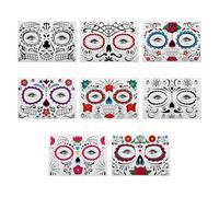 Tabanzhe Halloween Face Temporary Tattoo-8PCS Day of The Dead Skull Face Stickers Skeleton Red Rose W厄本Makeup Tattoos Kit,Web Floral Face Tattoos Decals Prank Props for Masquerade Cosplay Party