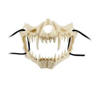 Tabanzhe Halloween Tiger Skull Mask,Japanese 3D Skeleton Half Face Cover,Scary Cosplay Decorative Mask Halloween Novelty Horror Mask Masquerade Role Playing Accessoriesfor Adults Kids