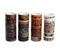 Tabanzhe Halloween Washi Tape Set-24 Rolls Halloween Masking Tape Decorative Tape for Gift Wrapping Pumpkin Bat Skull Paper Film Craft Supplies for DIY Scrapbook Planner Bullet Journal Decor