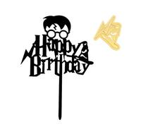 Tabanzhe Harry Potter Wizard School Theme Cake Topper - Happy Birthday Cake Topper Pick Cake Decor for Magical Theme Birthday Party Supplies