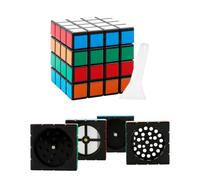 Tabanzhe Herb Grinder 4 Layers - 2.5 Inch Zinc Alloy Magic Cube Shape Spice Grinder with Magnetic Lid and Pollen Scraper