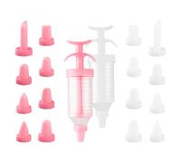 Tabanzhe Icing Syringe and Nozzles Set 2 Sets Cake Decorating with 2PCS Icing Syringe 14pcs Plastic Piping Nozzle Dessert Decorator Piping Cream Tool for Cupcakes Cookies DIY Baking