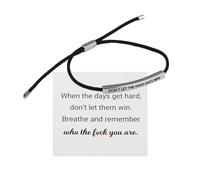 Tabanzhe Inspirational Strength Bracelet - Don't Let the Hard Days Win Adjustable Rope Bracelet for Women and Girls Motivational Friendship Jewelry Gift for Family and Friends Encouragement Accessory