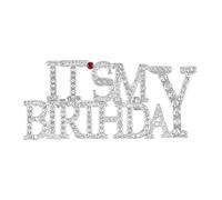 Tabanzhe It's My Birthday Pin Badge-Happy Birthday Crystal Rhinestone Brooch for Women Girls Shiny Lapel Badge for Party Celebration Gift Accessory(Silver)