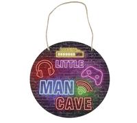 Tabanzhe Little Man Cave Gaming Sign,Neon Style Gamer Room Decor,Video Game Wall Art Door Hanging Sign for Bedroom Playroom,Cool Gaming Gift