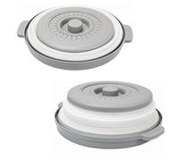 Tabanzhe Microwave Cover for Food 2-in-1 - Collapsible Silicone Microwave Plate Cover & Splatter Guard, 10.7 Inch Vented Lid with Anti-Scald Handle, Reusable Microwave Lid Cover, Grey