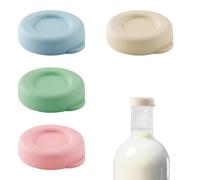 Tabanzhe Milk Bottle Tops-4PCS Reusable Silicone Replacement Caps 48mm Diameter Leakproof Glass Milk Bottle Lids for Standard UK one Pint Glass Milk Bottles(4 Colors)