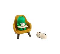 Tabanzhe Mini Cat Frog Figurines 3PCS, Funny Tiny Frog Cat Statues with Mini Sofa, Cute Miniature Frogs Cats Ornaments, Small Desk Decorations Accessories for Home Office Bookshelf Fairy Garden Decor