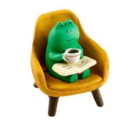 Tabanzhe Mini Frog Figurines 2PCS, Funny Tiny Frog Statues with Mini Sofa, Cute Miniature Frogs Ornaments, Small Desk Decorations Accessories for Home Office Bookshelf Fairy Garden Decor