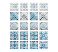 Tabanzhe Moroccan Tile Stickers - 20PCS 15x15cm Peel and Stick Vinyl Wall Decals, Waterproof Self Adhesive Backsplash Tiles for Kitchen Bathroom Stair Vintage Mosaic Home Decor
