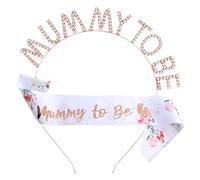 Tabanzhe Mummy to Be Sash and Tiara Crown Headband,Beautiful Mummy Sash Party Accessories Kit,Sash Gifts Party Supplies for Mum Baby Shower Party Decorations