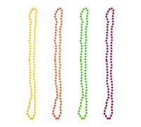 Tabanzhe Neon Multi Beads-4PCS Neon Beaded Necklace 80s Fancy Dress Accessory Colorful String for UV Parties Carnival Festival Events(Pink, Yellow, Green & Orange)
