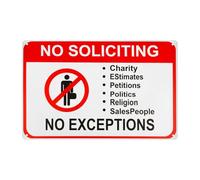 Tabanzhe No Soliciting Sign for Front Door,No Cold Callers Door Sign, Weatherproof Metal No Sales People Notice for Home Office Apartment, 30x20cm with Pre-Drilled Holes