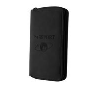 Tabanzhe Passport Holder Travel Wallet,PU Leather Passport Cover Organizer with RFID Blocking Travel Document Holder Case for Women Men Tickets ID Card Credit Cards(Black)