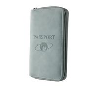 Tabanzhe Passport Holder Travel Wallet,PU Leather Passport Cover Organizer with RFID Blocking Travel Document Holder Case for Women Men Tickets ID Card Credit Cards(Blue)