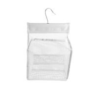 Tabanzhe Peg Bag for Washing Line - Hanging PVC Mesh Clothes Peg Bag with Hook, Reusable Laundry Peg Organizer & Clothespin Holder Basket for Indoor Outdoor Storage (White)