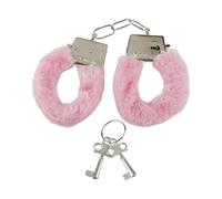 Tabanzhe Pink Fluffy Handcuffs with 2 Keys,Soft Plush Adjustable Wrist Cuffs with Metal Handcuffs,Cosplay Costume Prop & Fancy Dress Accessory,Novelty Valentine’s Gift for Couples