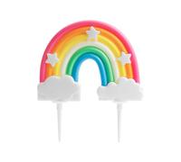 Tabanzhe Rainbow Cake Topper-Happy Birthday Cake Decoration Colorful Soft Pottery Rainbow Cupecake Topper for Kids Girls Boys Birthday Baby Shower Party Wedding Supplies